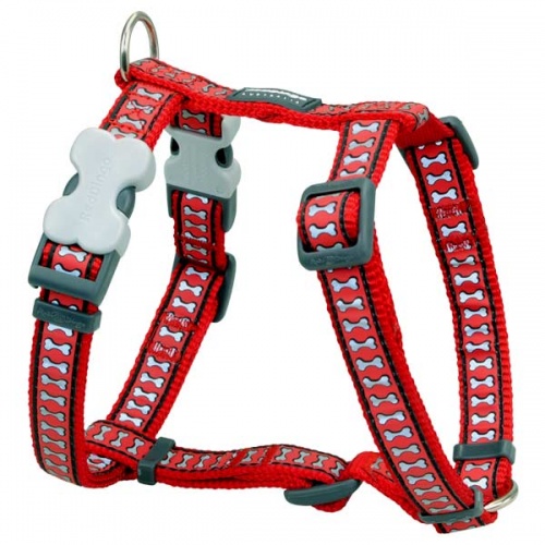 Red Dingo Reflective Dog Harness - Red Bones