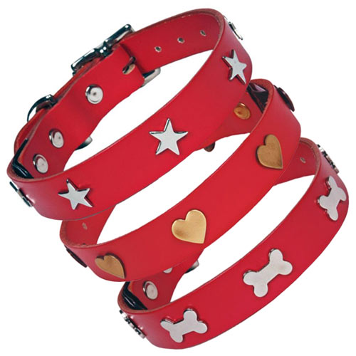 Studded Red Leather Dog Collar UK Handmade D for Dog