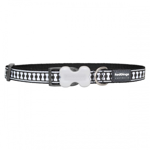 Reflective Dog Collar - Black Bones