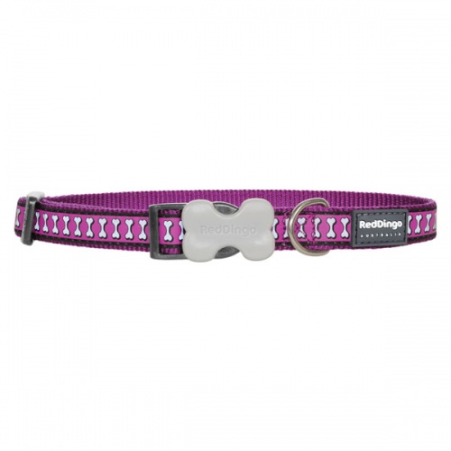 Reflective Dog Collar - Purple Bones