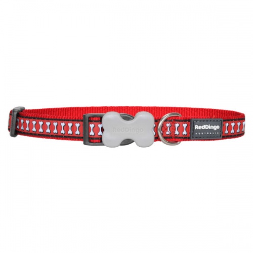 Reflective Dog Collar - Red Bones