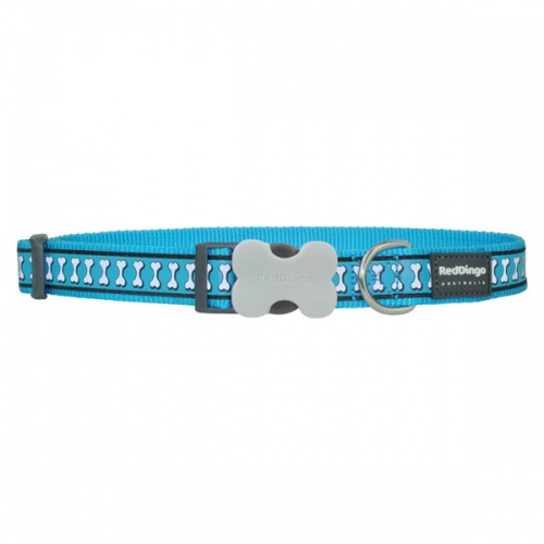 Reflective Dog Collar - Turquoise Bones