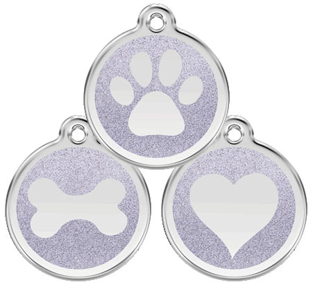 Glitter Enamel Silver Dog Tag - Medium