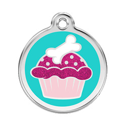 Cupcake Glitter Dog ID Tag - Small