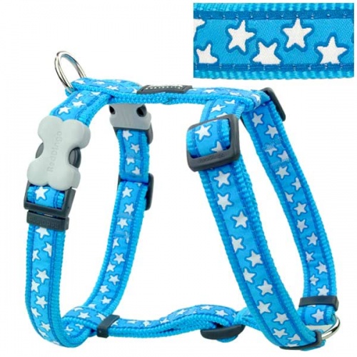 Red Dingo Dog Harness White Stars on Turquoise