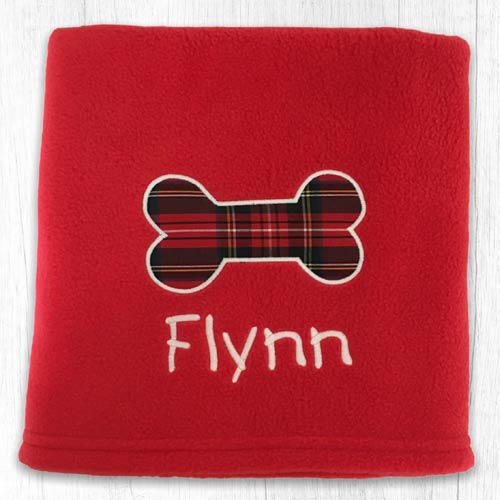 Tartan Bone Personalised Dog Blanket