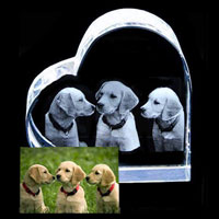 3D Photo Engraved Crystal Heart - Laying