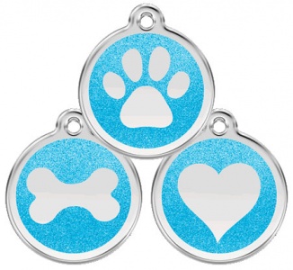 Glitter Enamel Aqua Dog Tag - Small