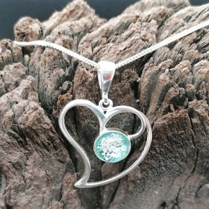 Memory Ashes in Glass Silver Heart Pendant