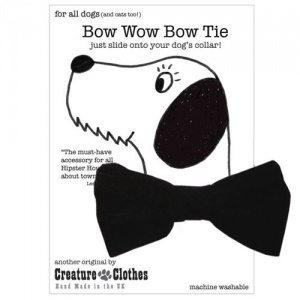 Black Faux Suede Dog Bow Tie