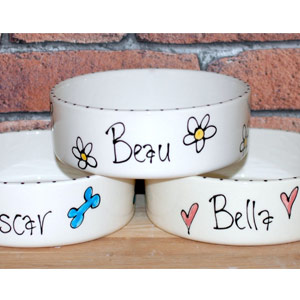 Ceramic Dog Bowl With Name - Whimsical Straight