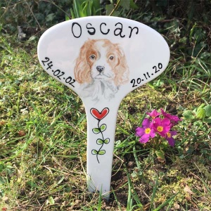 Ceramic Portrait Dog Grave Marker