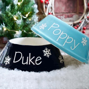Personalised Christmas Dog Bowl - Snowflake