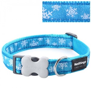 Christmas Dog Collar - Snowflake Turquoise