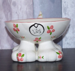 Personalised Dog Bowl On Feet - Roses