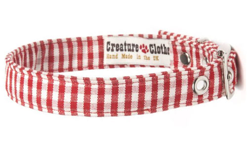 Fabric Dog Collar Red Gingham