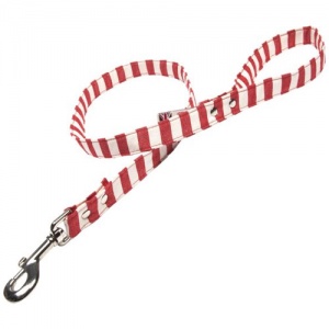 Fabric Dog Lead Red & White Stripe