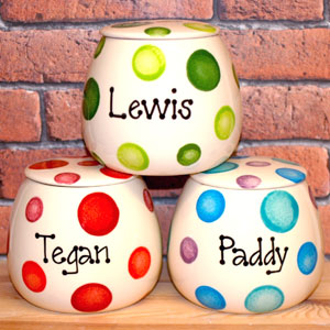 Personalised Ceramic Dog Treat Jar - Dotty