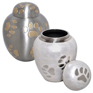 Dome Top Paw Print Pet Urns