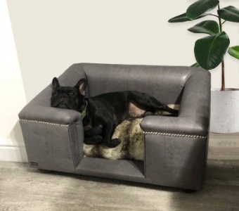 Sandringham Steel Grey Faux Leather Dog Bed