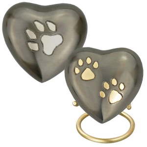 Heart Keepsake Pet Urns - Paw Prints