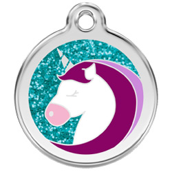 Unicorn Glitter Dog ID Tag - Large