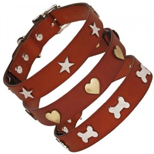 Studded Tan Leather Dog Collar