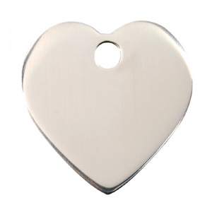 Plain Stainless Steel Dog Tag - Medium Heart