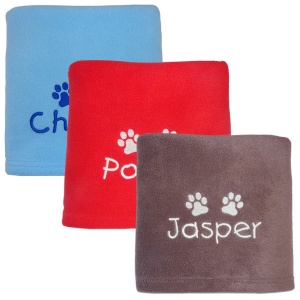Paw Embroidered Dog Blanket