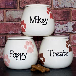 Personalised Ceramic Dog Treat Jar - Paws