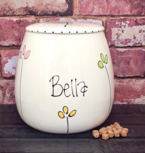 Personalised Ceramic Dog Treat Jar - Petal