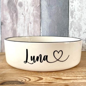Personalised Dog Bowl - Heart Font