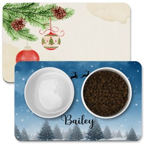 Personalised Dog Bowl Mats - Christmas