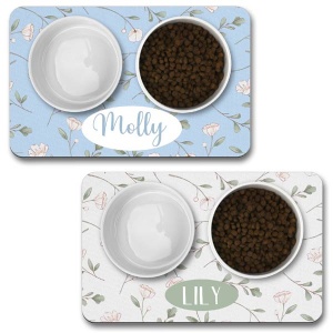 Personalised Dog Bowl Mat - Floral