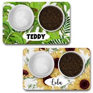 Personalised Dog Bowl Mat - Nature