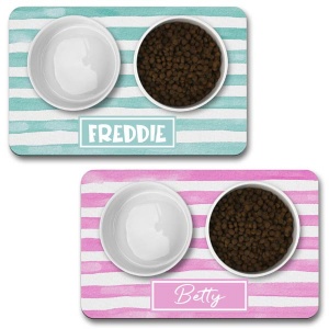 Personalised Dog Bowl Mat - Stripe