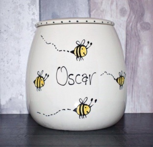 Personalised Ceramic Dog Treat Jar - Bumble Bee