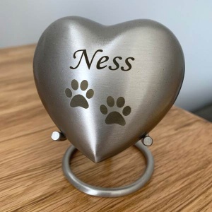 Personalised Keepsake Heart Pet Urn - Pewter