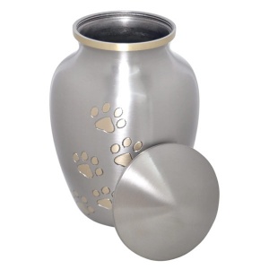 Paw Print Personalised Pet Urn - Silver