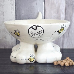 Personalised Dog Bowl On Feet - Bumble Bee