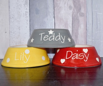 Personalised Dog Bowls - Polka Slanted