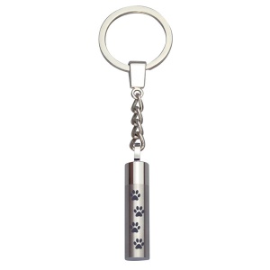 Pet Ashes Keyring - Paw Prints Cylinder