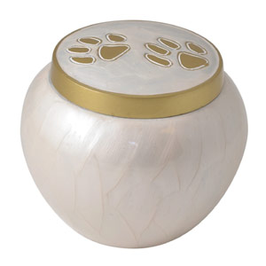 Hand Finished Chester Dog Urn - White