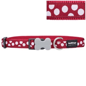 Red Dingo Dog Collar White Spots on Red