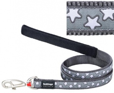 Red Dingo Dog Lead Grey Star