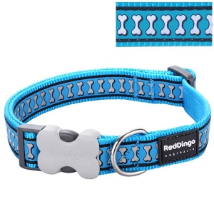 Reflective Dog Collar - Turquoise Bones