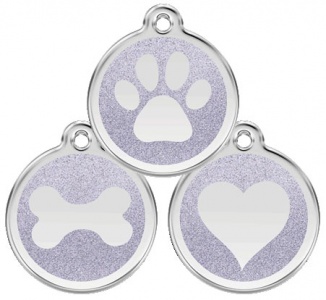 Glitter Enamel Silver Dog Tag - Large