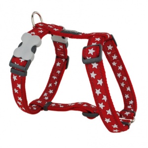 Red Dingo Dog Harness White Stars on Red