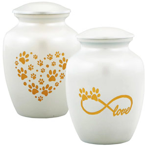 White and Gold Pet Urns
