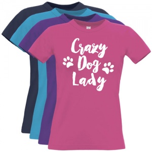 Women's Slogan T-Shirt - Crazy Dog Lady